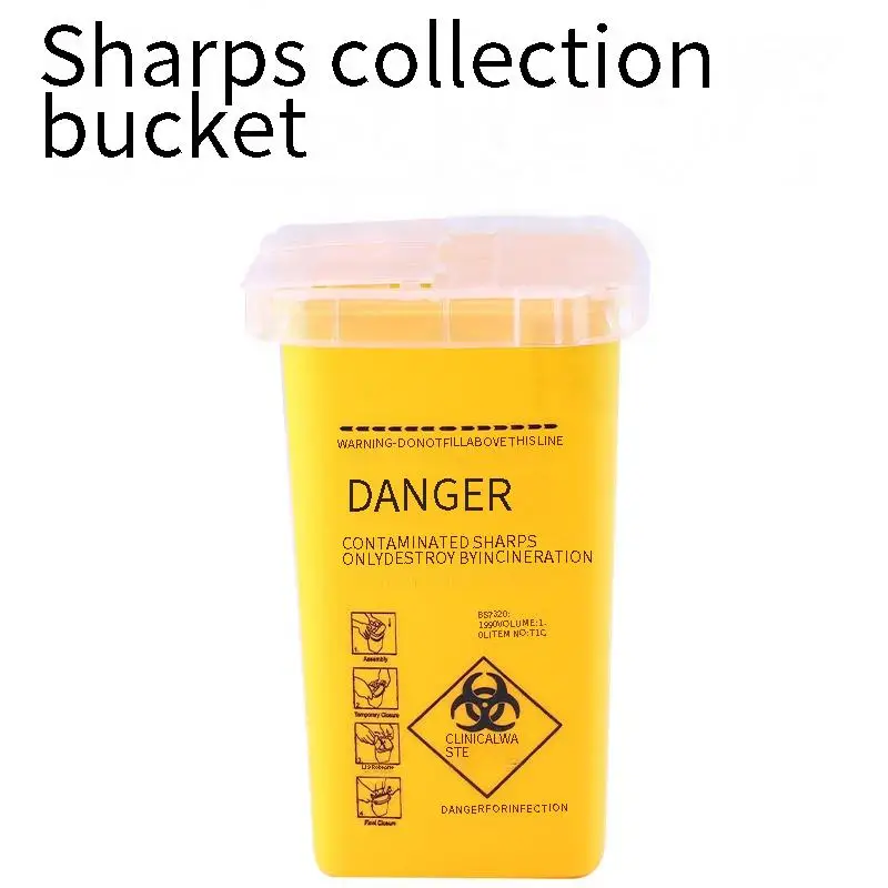 1L Tattoo Sharps Collection Bucket Storage Box Needle Disposing Sharps Blades Eyebrow Trimmers Glass Fragments Storage Container