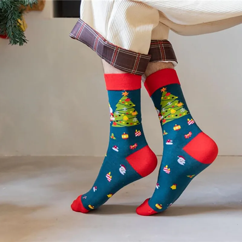 New Christmas Socks Women Funny 2023 Christmas Tree Snowflake Santa Claus Elk Snow Cotton Happy Socks Men New Year Sokken