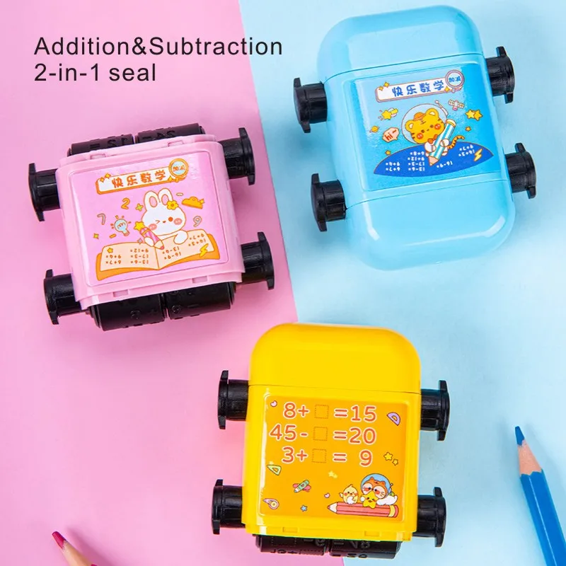 4PCS Teaching Seal for Mathematical Addition, Subtraction, Multiplication, and Division Methods  Roller seal