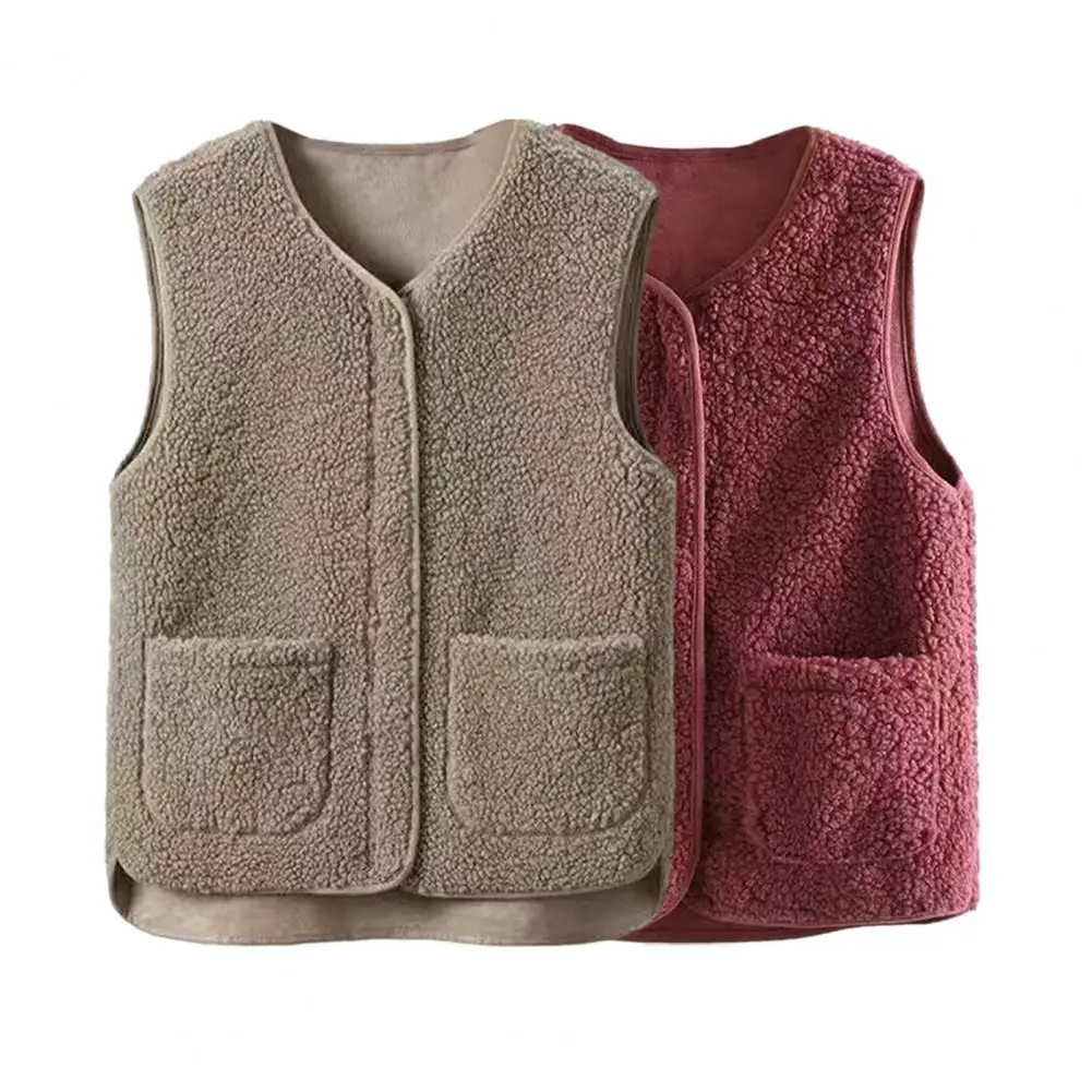 Men Autumn Winter Vest Stylish Women's Sleeveless Fleece Vest with Zipper Closure Pockets for Fall Spring Layering Retro Office