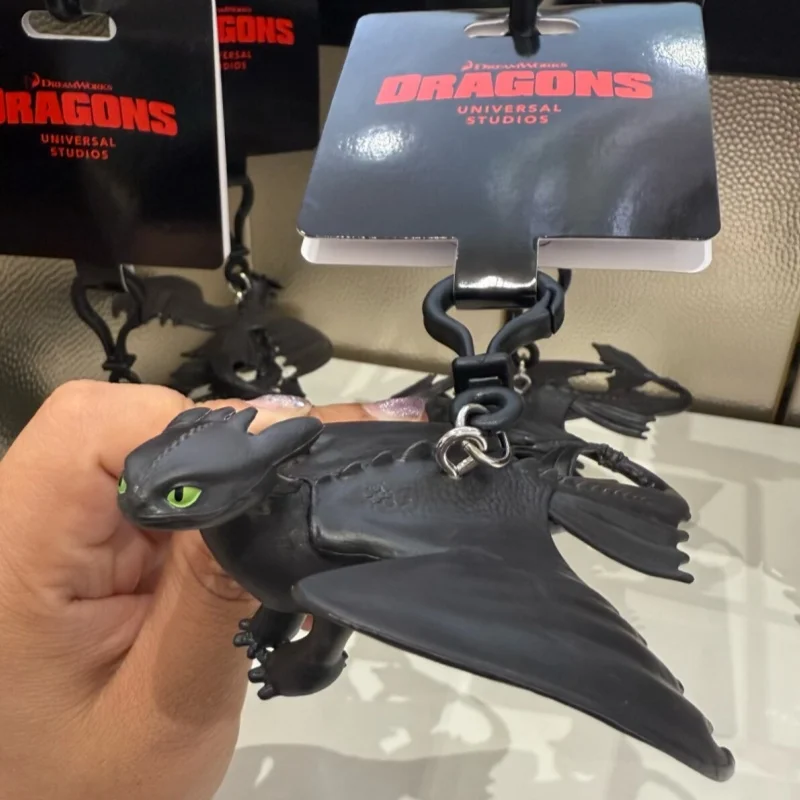 Universal Studios "How to Train Your Dragon"  Plush Doll Keychain & Night Fury/Light Fury Backpack Charm - Souvenir