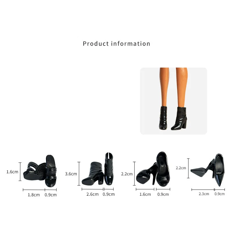 4 Pairs Fashion Design Supermodel Doll High Heel Multicolour Exquisite High Heel 30cm Doll Daily Dress Up Shoes Doll Accessories