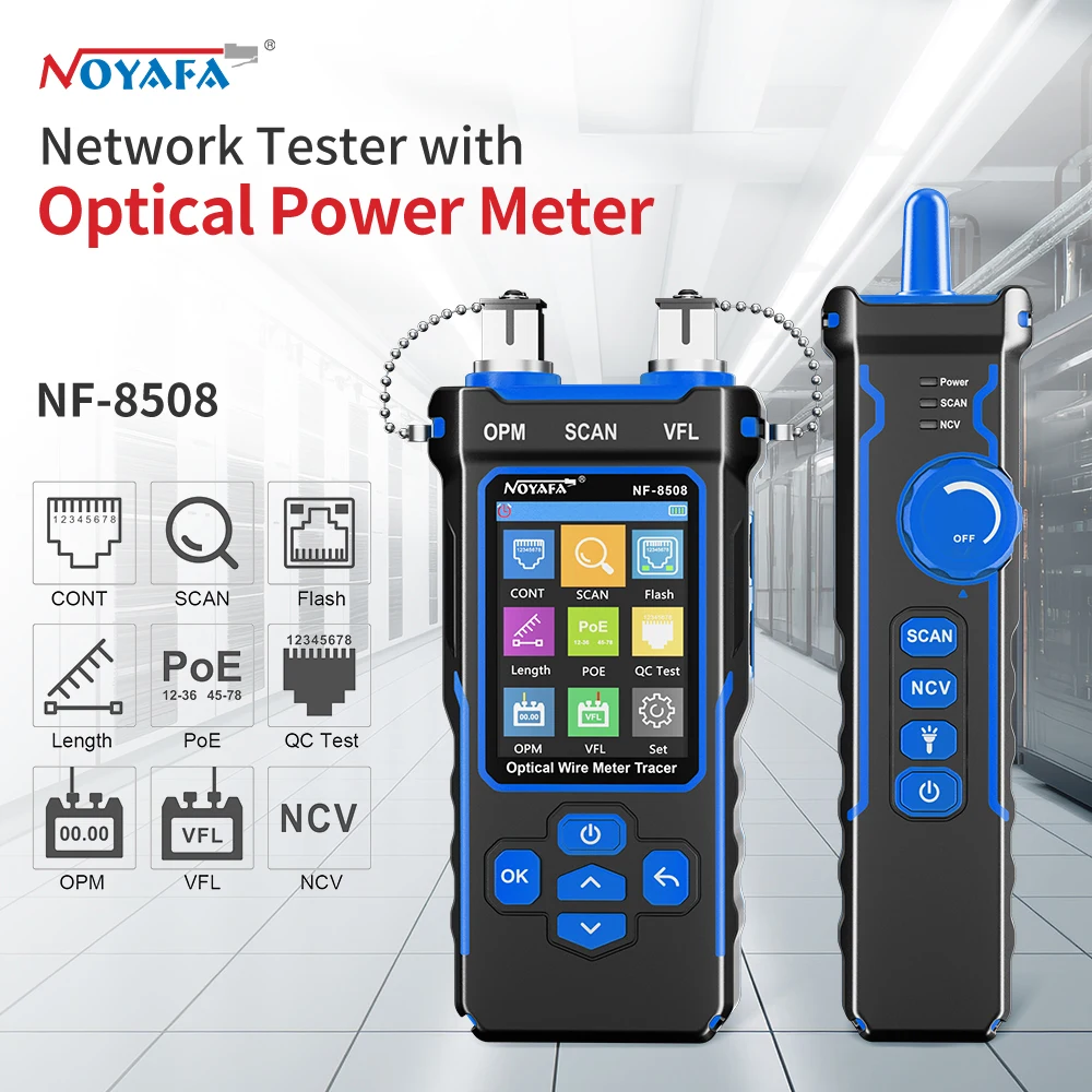 

Noyafa Network Cable Tester NF-8508 Ethernet Cable Tracker with OPM VFL PoE Checker Measure Length Wiremap Tester Network Tools