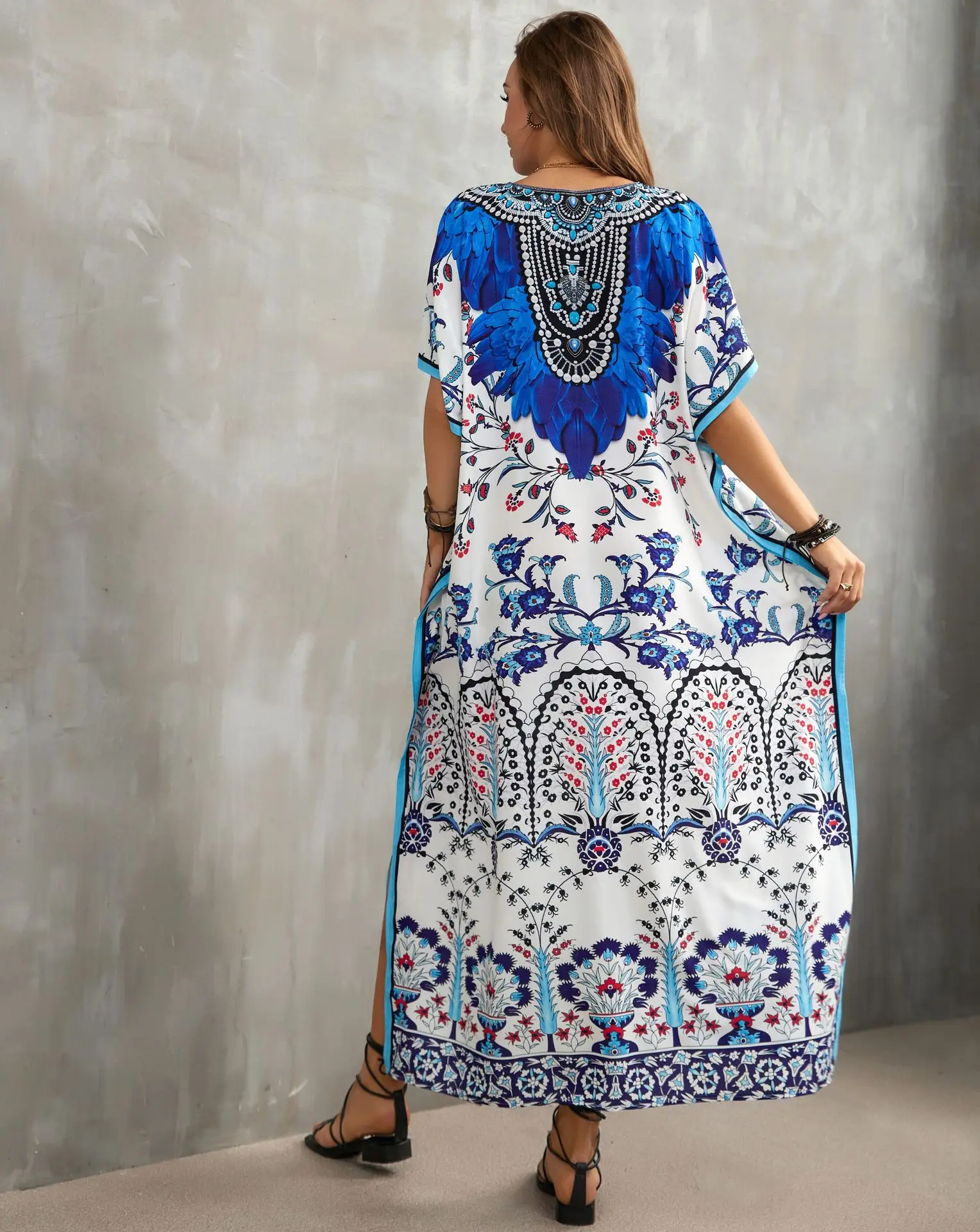 Vestidos de caftán para mujer, traje de baño de talla grande, Vestido de playa Maxi