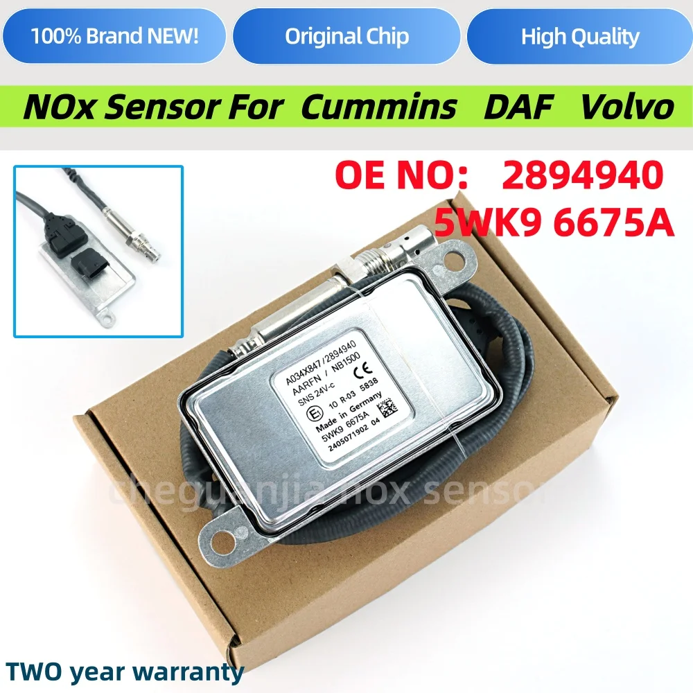 

High Quality NGK Probe 5WK96675A 2894940 A034X847 NOX Oxygen Sensor Made in Germany For Cummins Volvo DAF XF Truck 24V Euro 5