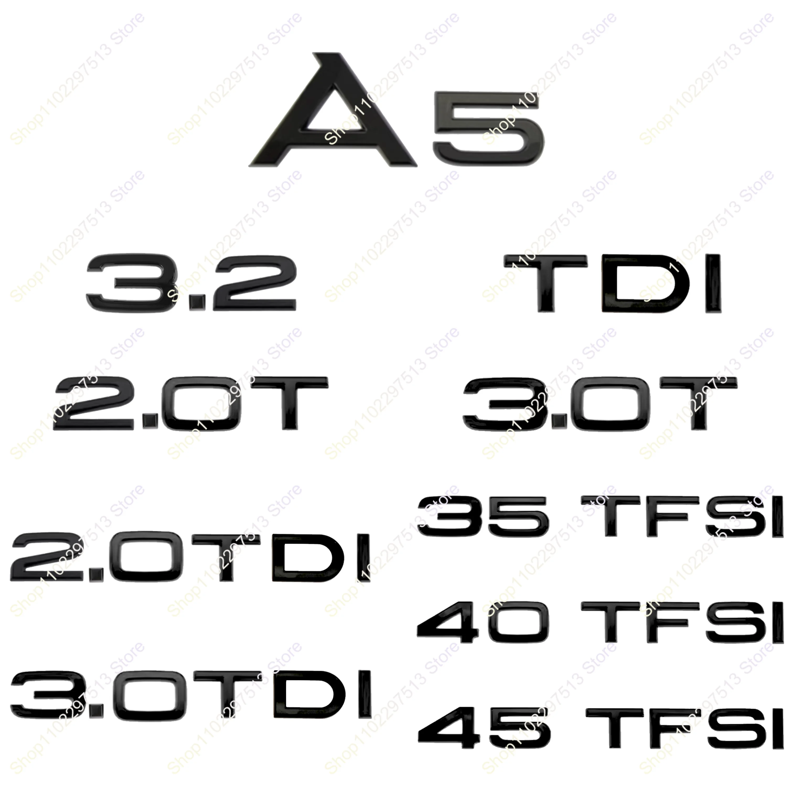 

3D Metal 3.2 2.0T 3.0T TDI TFSI 35TFSI 40TFSI 45TFSI 2.0TDI 3.0TDI Эмблема для серии A5 Автомобильный задний багажник Украшение наклейки