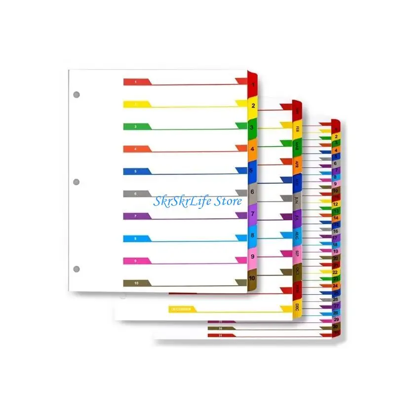 E65E Index Dividers Convenient Binder Dividers School Office Supply for Note Taking Work Documentation and Meeting Records