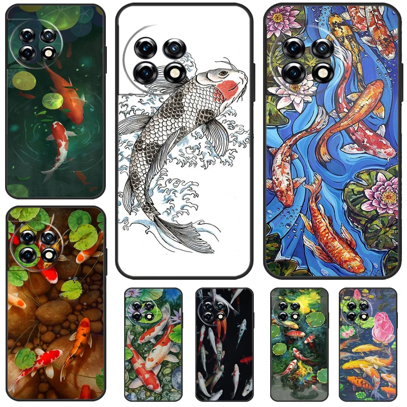 Funda con pintura de pez Koi para OnePlus 12 11 10 Pro 8T 9R 10R 10T 12R OnePlus Nord CE 2 Lite 2T 3 N20 N100