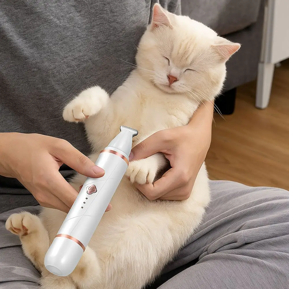 

Pet Accessories 2-in-1 Pet Dog Paw Trimmer LED Low Noise Cat Nail Clipper Professional USB Charging Pet Nail Grinder Cleaning
