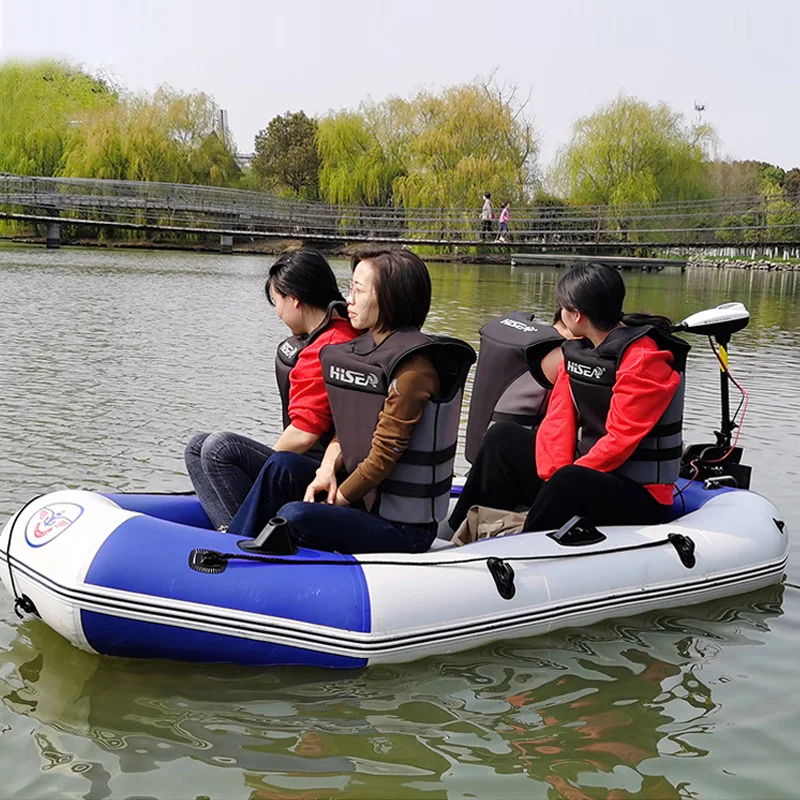 قارب مطاطي قابل للنفخ قابل للطي سميك قارب هجومي لصيد الأسماك قارب إنقاذ تجديف الجلد يخت 2/3/4/5 أشخاص ماخ خارجي #4