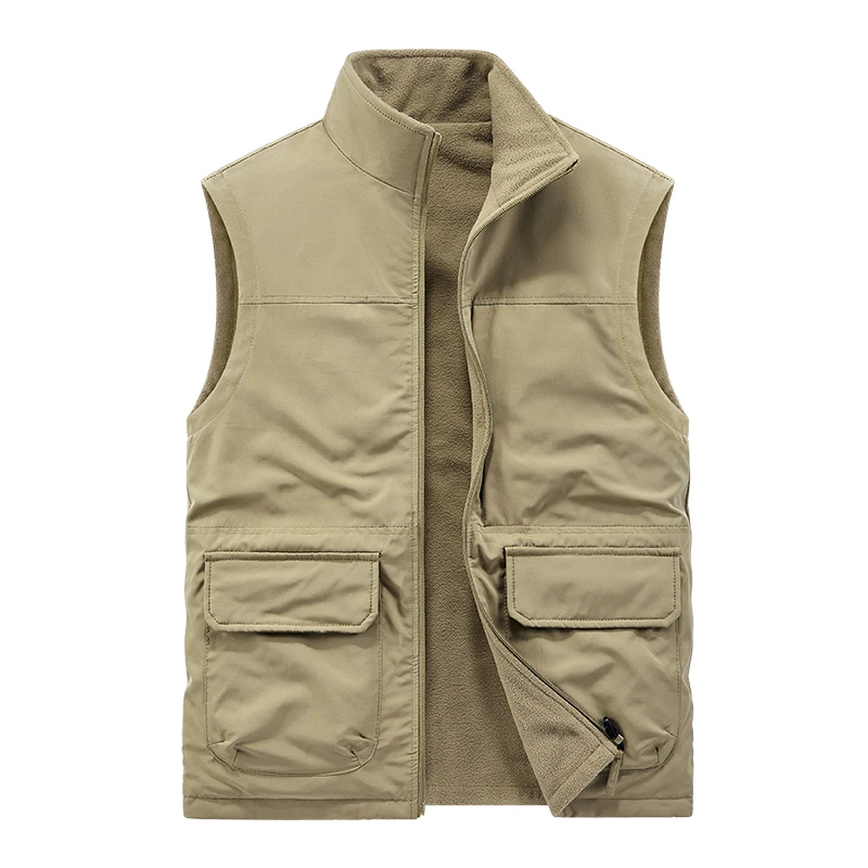 

Men Outdoor Stand-up Collar Sleeveles Down Cotton Jacket Waistcoat Men Can Wear Waistcoats on Both Sides Warmth in Autumn Winter