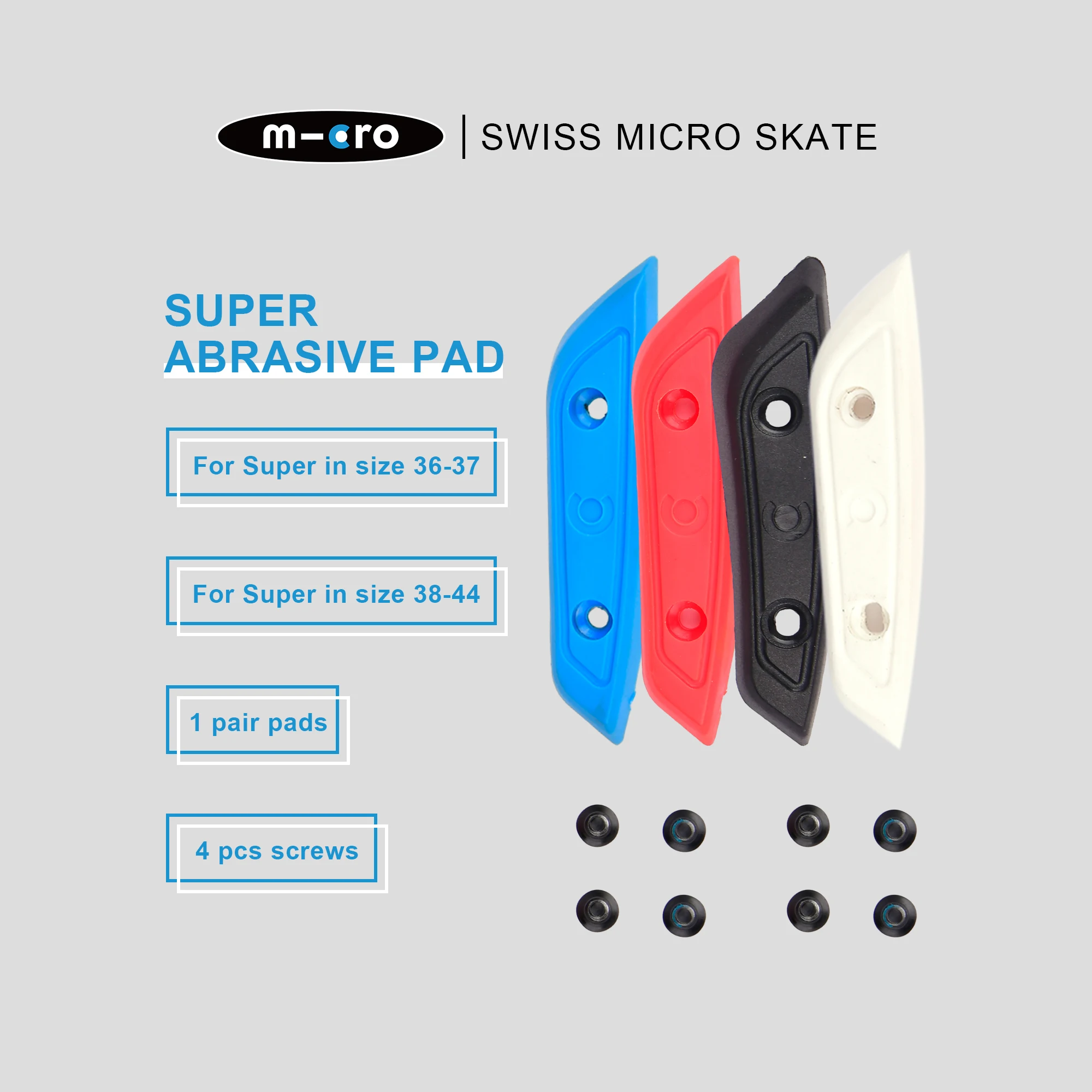 MICRO SKATE Abrasive Pad, 4.5cm Screw Distance,Original for MT-PLUS,Roller Skating Crash Prevention,Anti-collision