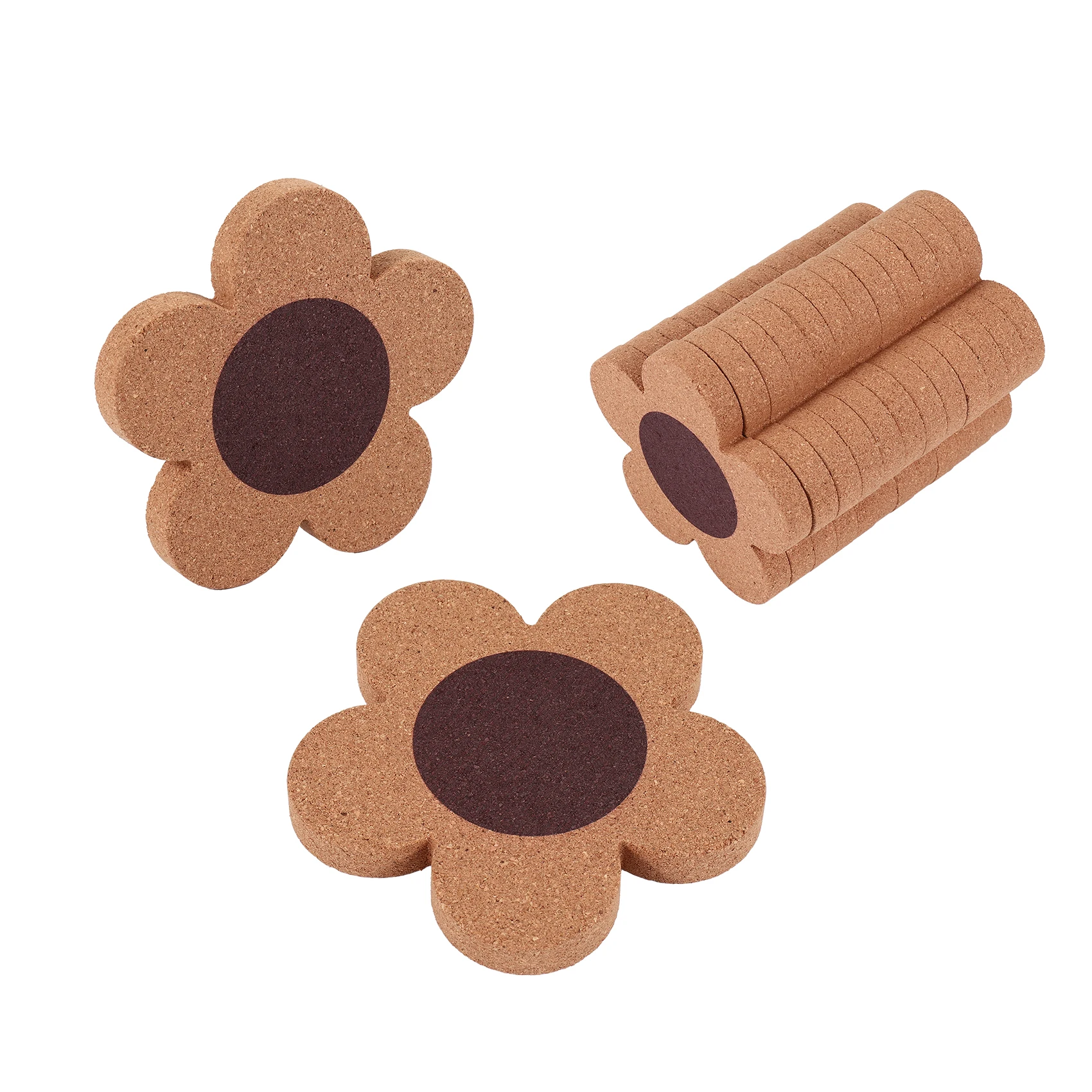 12PCS Cute Coasters for Drinks,Absorbent&Reusable Coaster Set 4Inch Cork Flower Shape Coasters for Coffee,Tea Cup Mat HOT