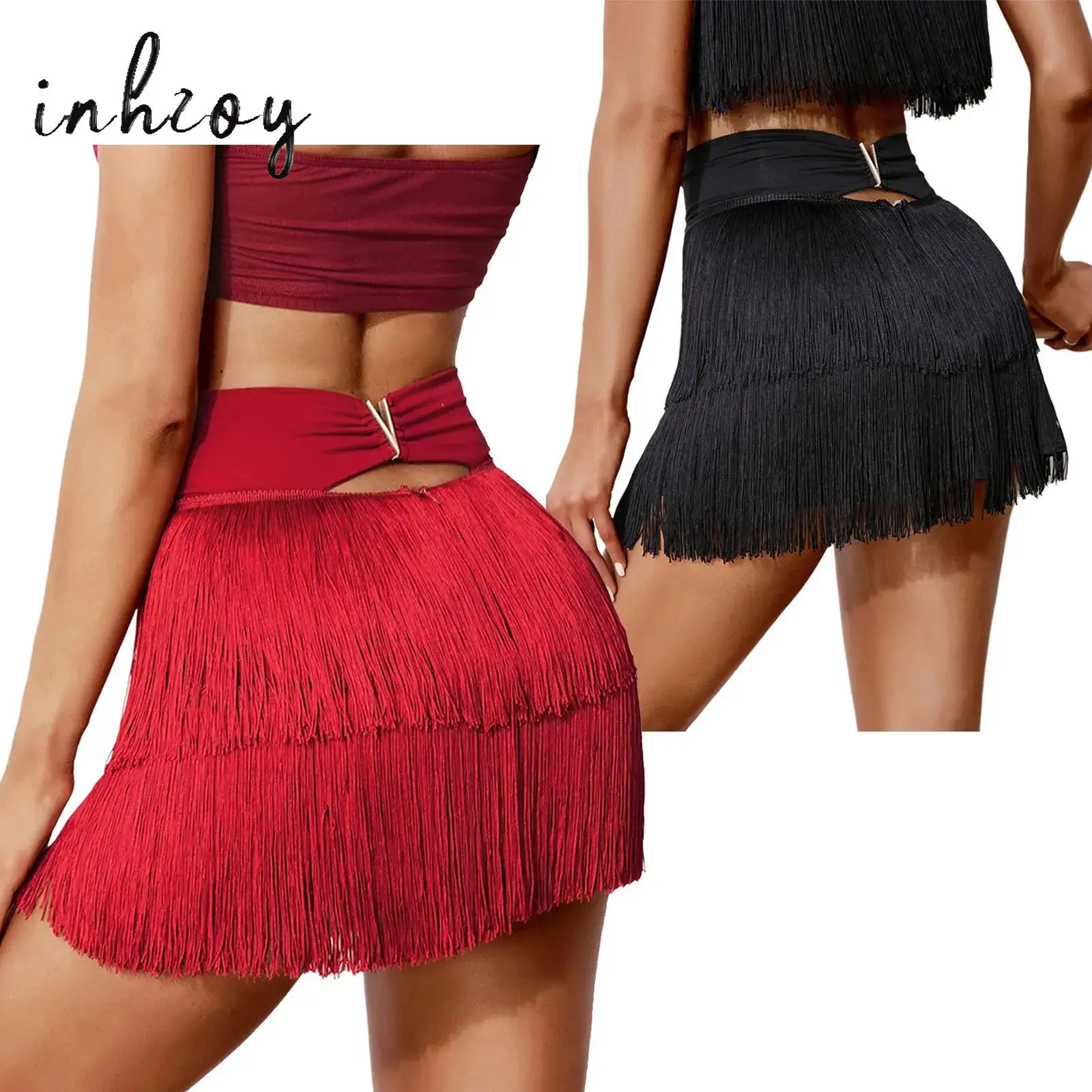 

Women Latin Dance Tassel Dress Fringe Skirt Adult Dance Competition Stage Performance Costumes Tango Cha-Cha Salsa Clothes