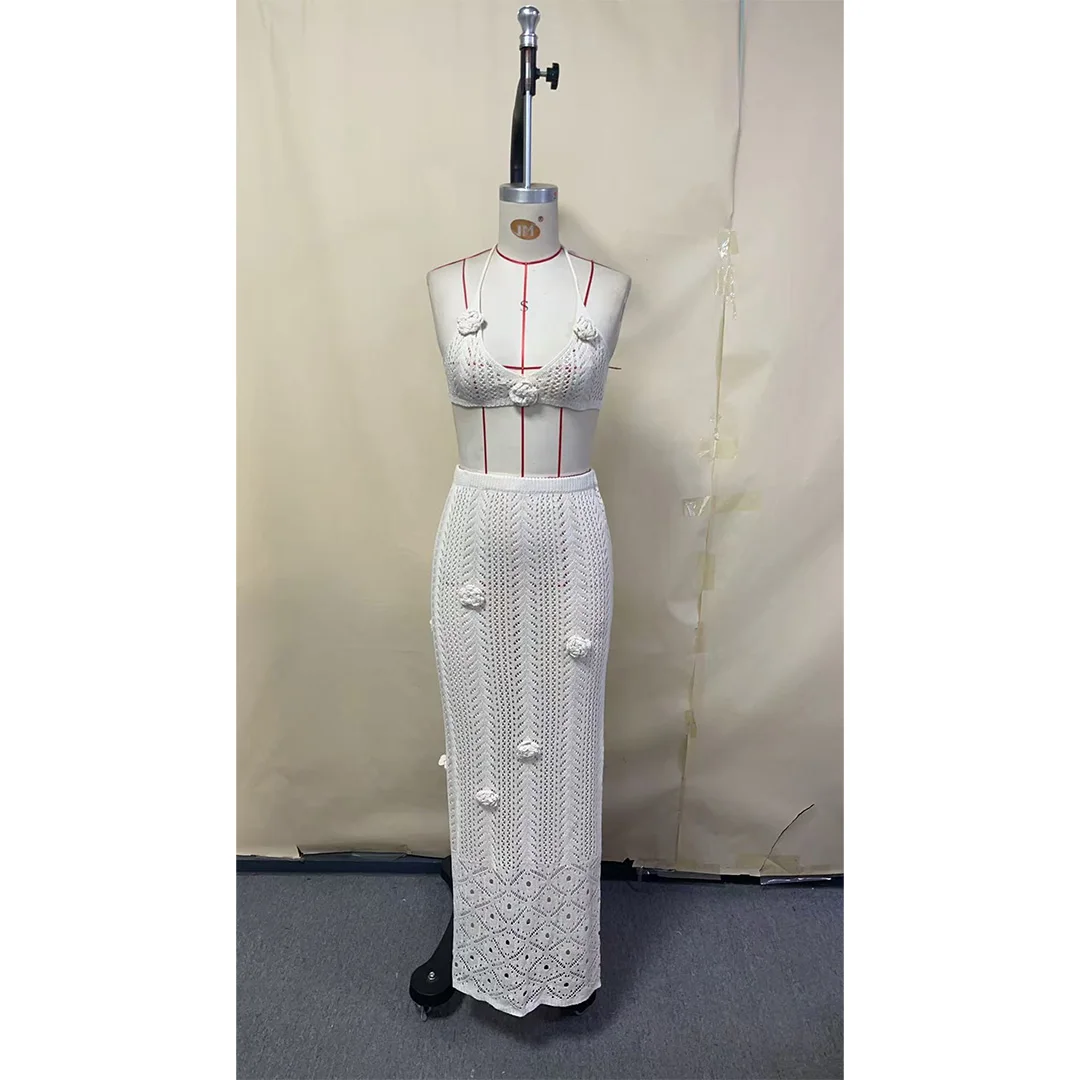 S - XL 3D-Blumen, gehäkelt, gestrickt, zweiteiliger Anzug, Strandkleid, Strandmode, Strandbekleidung, Strand-Cover-up, Damen, V6771 – Detail 12