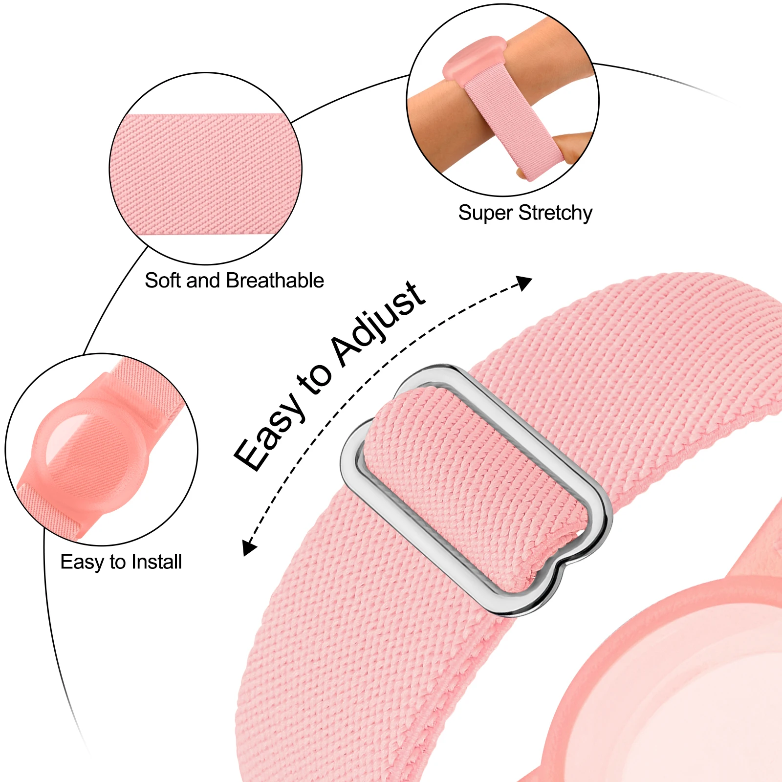 For Apple AirTags Kids Wristband Nylon Elastic Strap Anti-Scratch Cover Accessories for Airtag GPS Tracker Holder Watch Bracelet