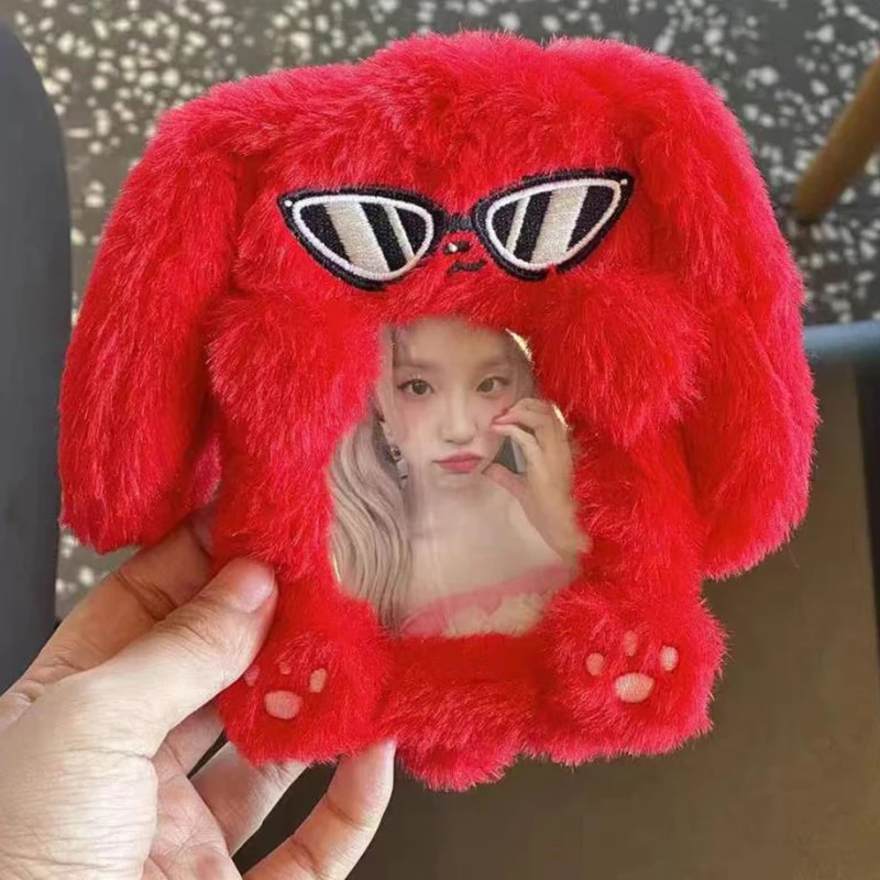 Милый красный кролик, плюшевый чехол для хранения карт, аниме-идол, фотокарта, дисплей, защитный чехол для фото