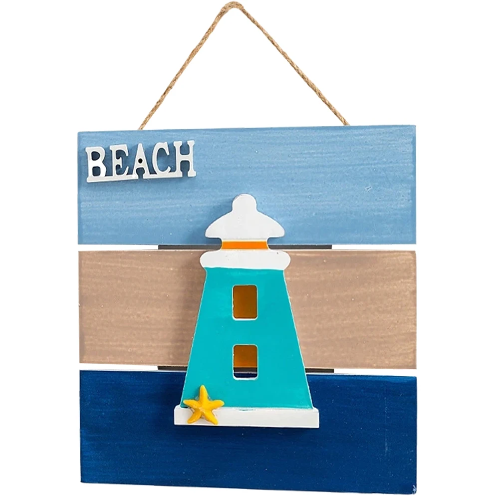 

Wooden Marine Hanging Wall Decor Mediterranean Style Nautical Plaque Beach Home Party Hanging Wall Sign Decorations