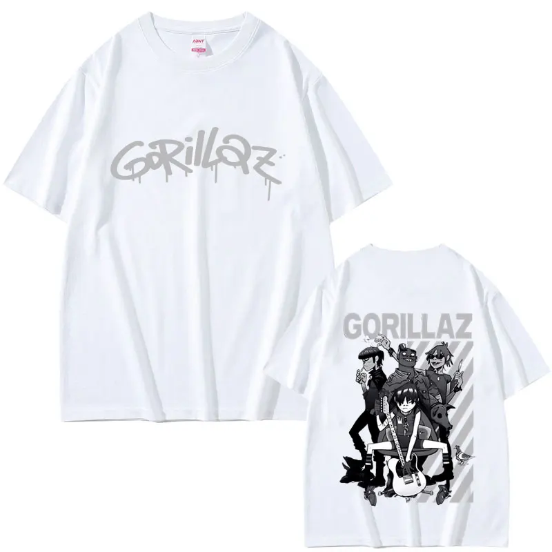 

Limited Rock Band Gorillaz Graphic T-shirt Men Women Hip Hop Gothic Oversized Streetwear Unisex Casual Vintage Cotton T Shirts