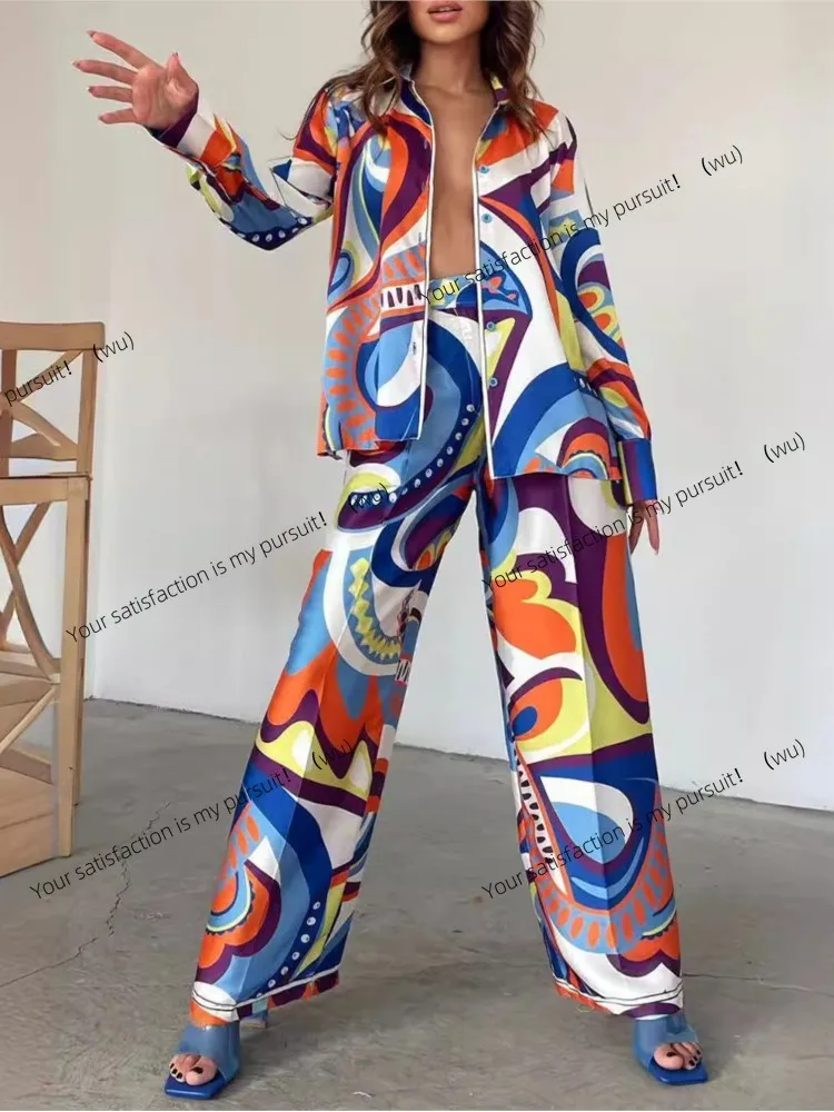 

ZOCI-Spring and Autumn New Printed Two-piece Clothing Women's Fashion Elegant Casual Holiday Office Party Two-piece Pants Suit