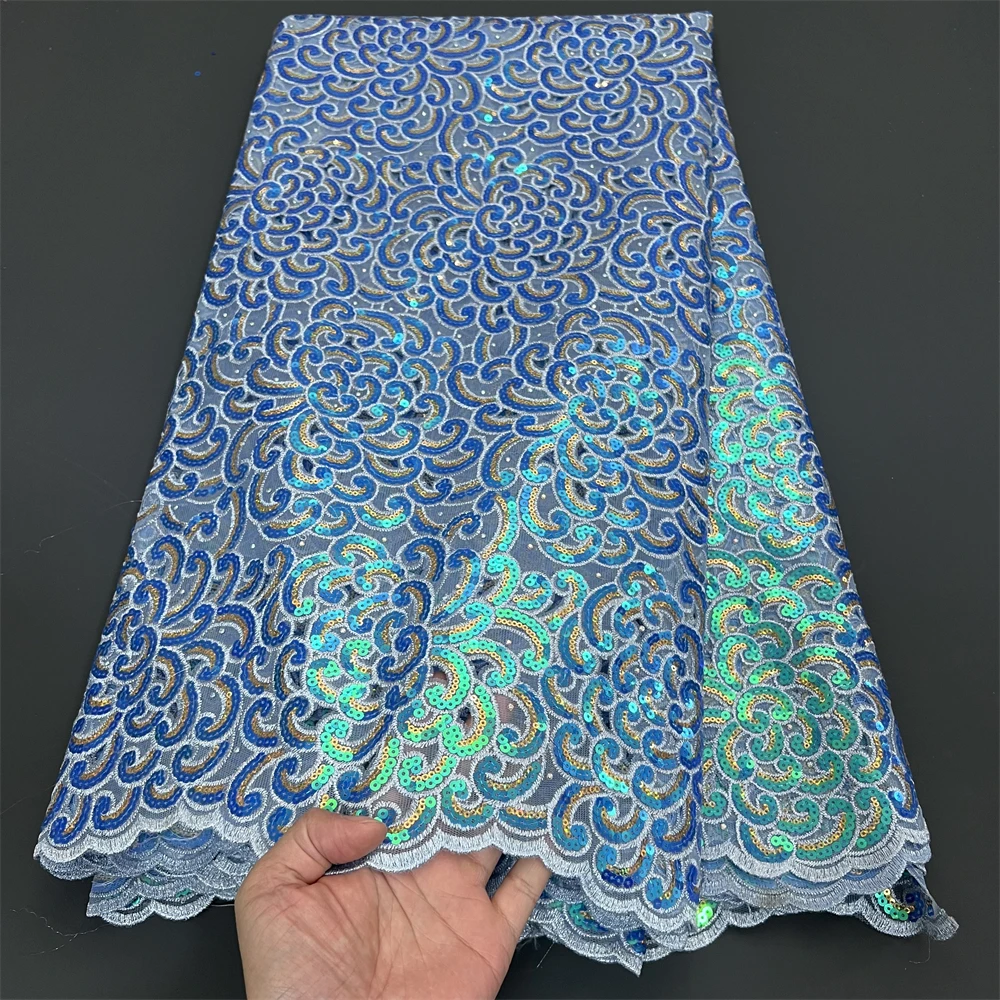 2026 High Quality African Nigerian Tulle Lace Fabric Organza Embroidery Guipure Party Gown Dress Brocade Jacquard Wedding 5Yard