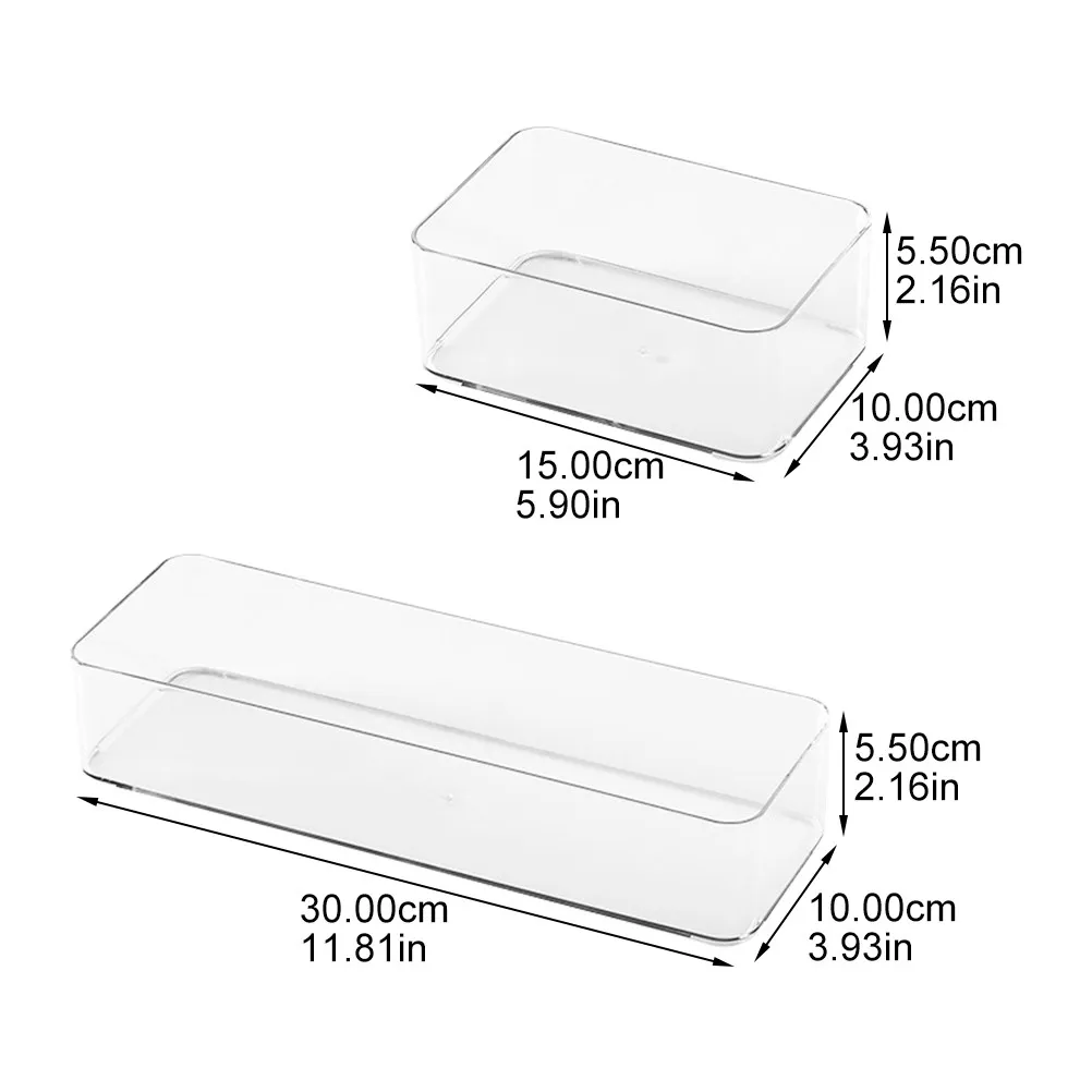2 Pack PP Storage Boxes Kitchen Drawer Organizers Multipurpose Household Cases for Bathroom Office Bedroom