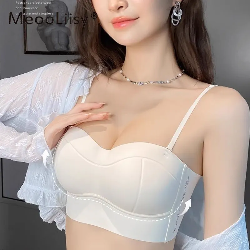 

MeooLiisy Seamless Tube Top Underwear Women's Push Up No Wire Full Cup Bras Beauty Back Vest Lingerie Comfortable Adjustable