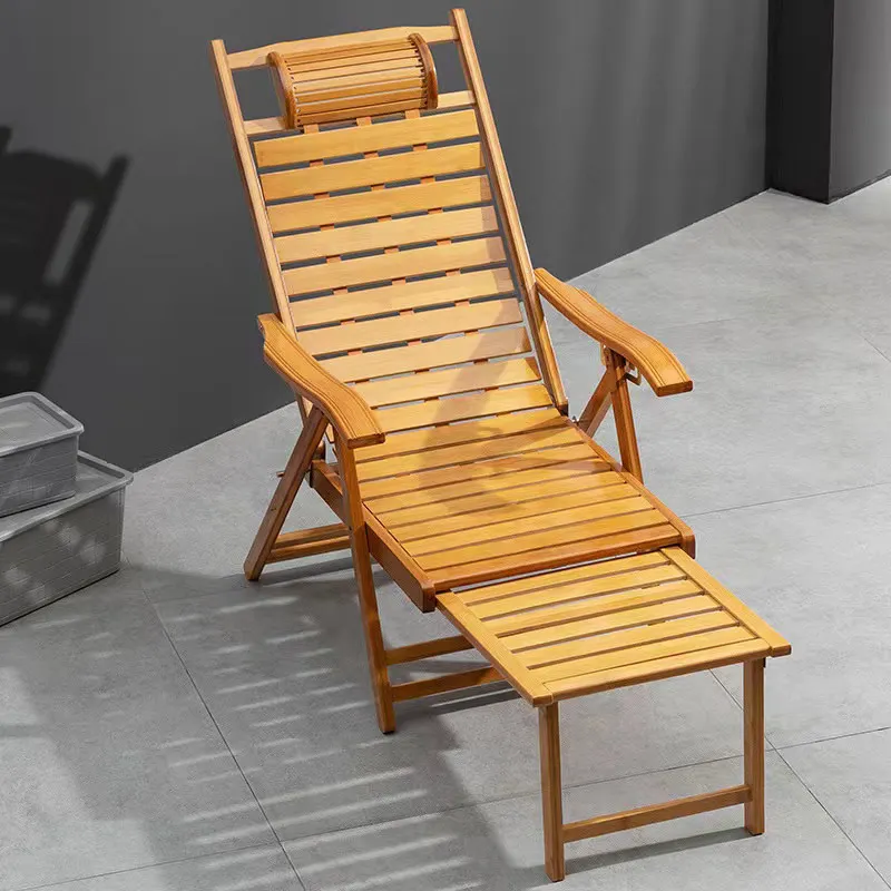 Portable Relax Stripe Teak Recliner Sun Outdoor Wood Leisure Beach Lounge Deck Chairspromote sales