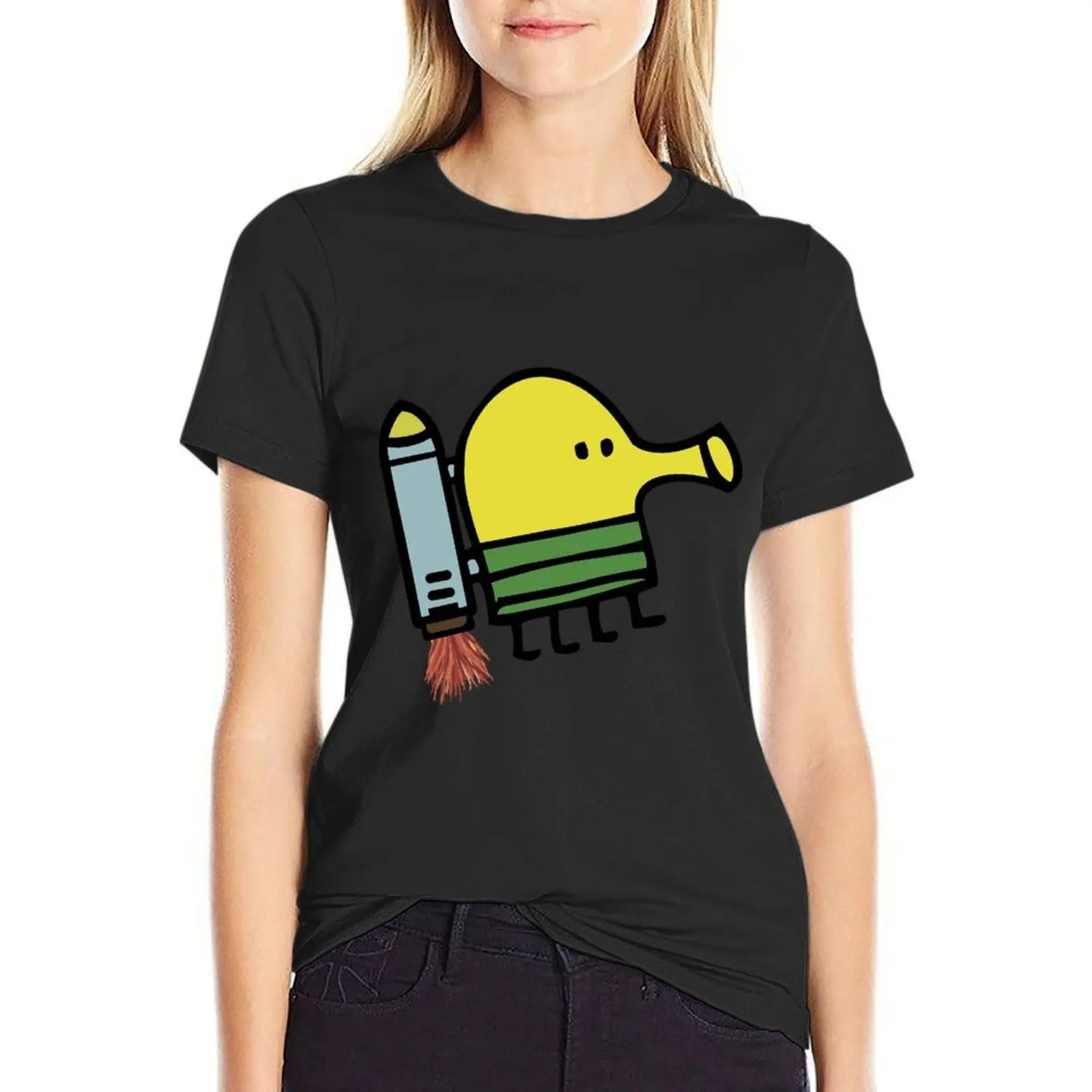 Doodle Jump Sticker T-Shirt oversized female tees plus size t shirts for Women loose fit