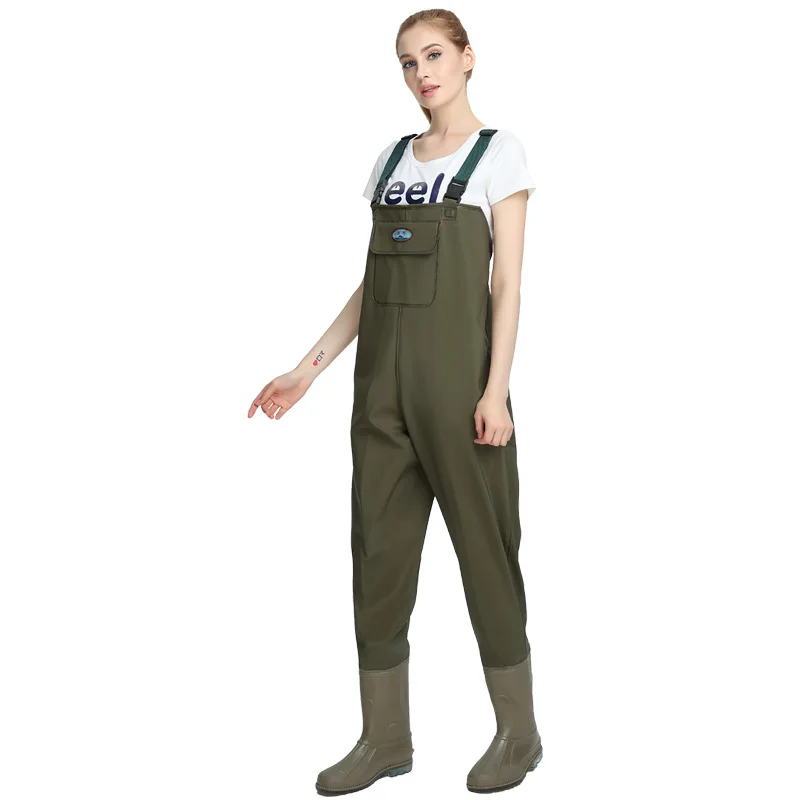 PVC Fishing Waders,River Lake Lure Wading Pants, Travel Sea Clothing, Outdoor Waterproof Overalls, Breathable Comfort,Green