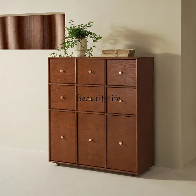 

02ls 18 -*Retro solid wood chest bedroom wall storage antique living room storage chest