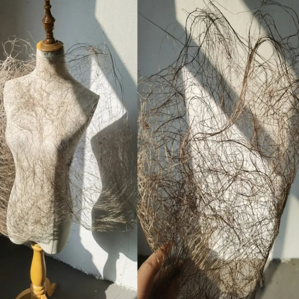 

43x43cm Grass Wood Woven Fabric Brown Natural Dye Creative Decorative Design Fashion for Cloth Diy Material Wholesale