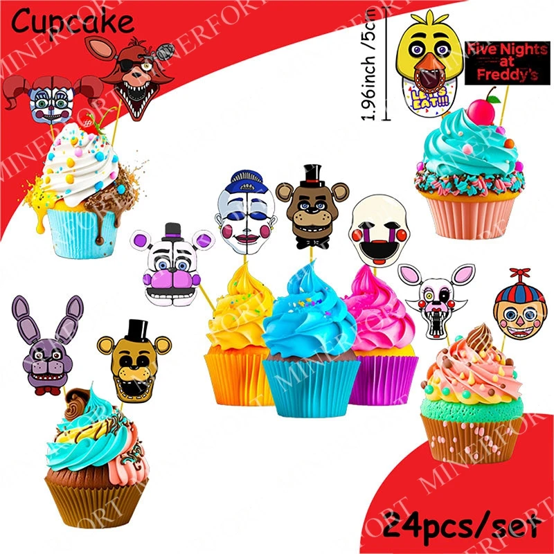 FNAF تحت عنوان خمس ليالٍ في فريدي كب كيك أدوات المائدة القابل للتصرف زينة حفلة عيد ميلاد للأطفال لوازم اكسسوارات هدية #3