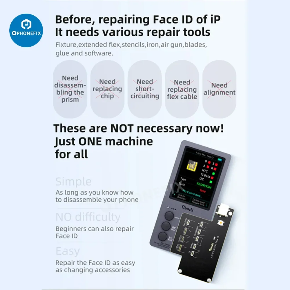 ใหม่ QIANLI iCopy Face ID ซ่อมสายเคเบิล Flex สําหรับ iPhone X-14 PRO MAX Face ID Activation Board Dot Matrix Recovery ไม่มีการถอดชิ้นส่วน