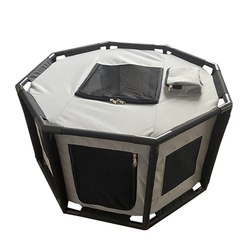

Portable Folding Pet Tent Dog House With Mesh Windows Oxford Fabric Puppy Playpen Octagonal Dog Cage
