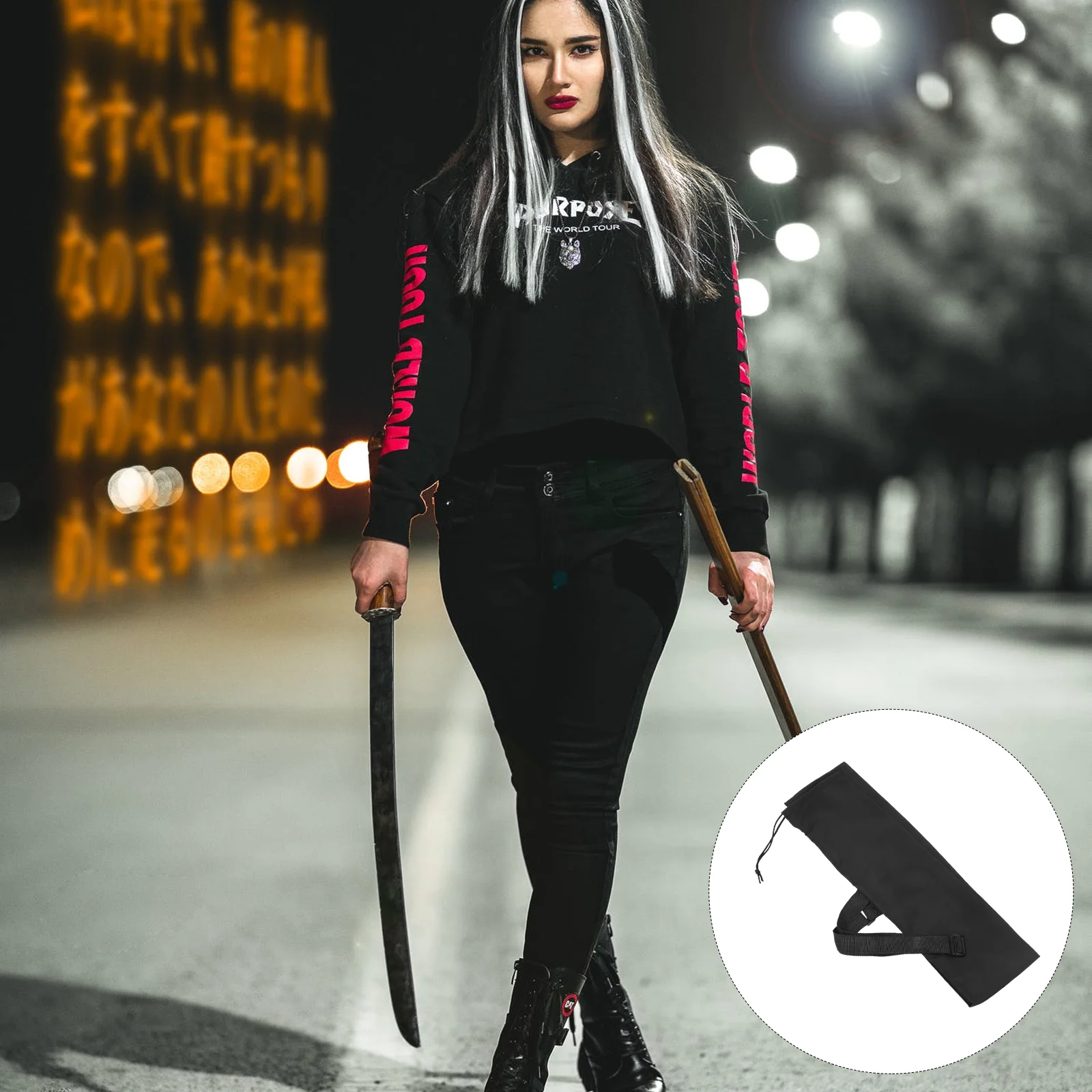 Miecz torba na miecz osłona na miecz czarna Katana torba miecz torba do noszenia pasek miecz Ninja etui Katana samuraj przebranie na karnawał