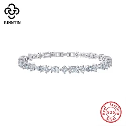 Rinntin 3 Different Shapes CZ Tennis Bracelet 925 Sterling Silver Brilliant Luxury Chain Bracelet for women Jewelry SB167