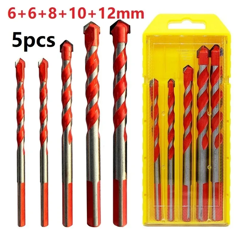 

5Pcs/6Pcs Multifunctional Triangle Drill Bit Set Carbide Tip for Drilling Glass Metal Tile Ceramic Concrete Brick Wood