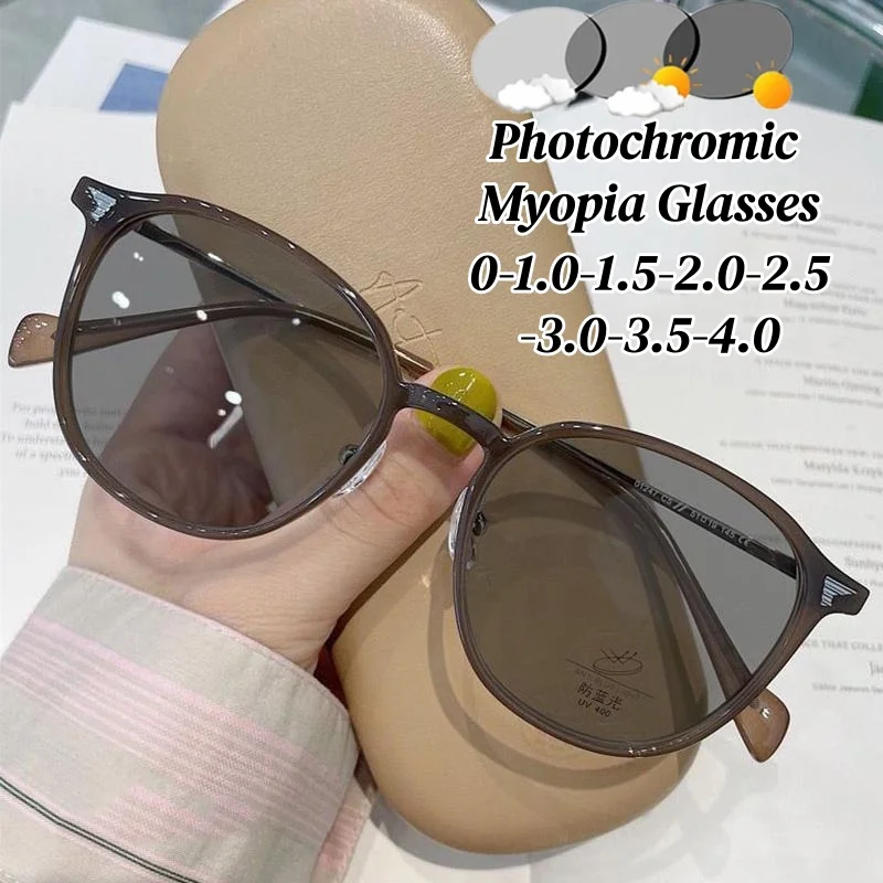 

Новые модные фотохромные очки для близорукости, роскошные дизайнерские очки с защитой от синего света, женские и мужские очки с изменением цвета минус