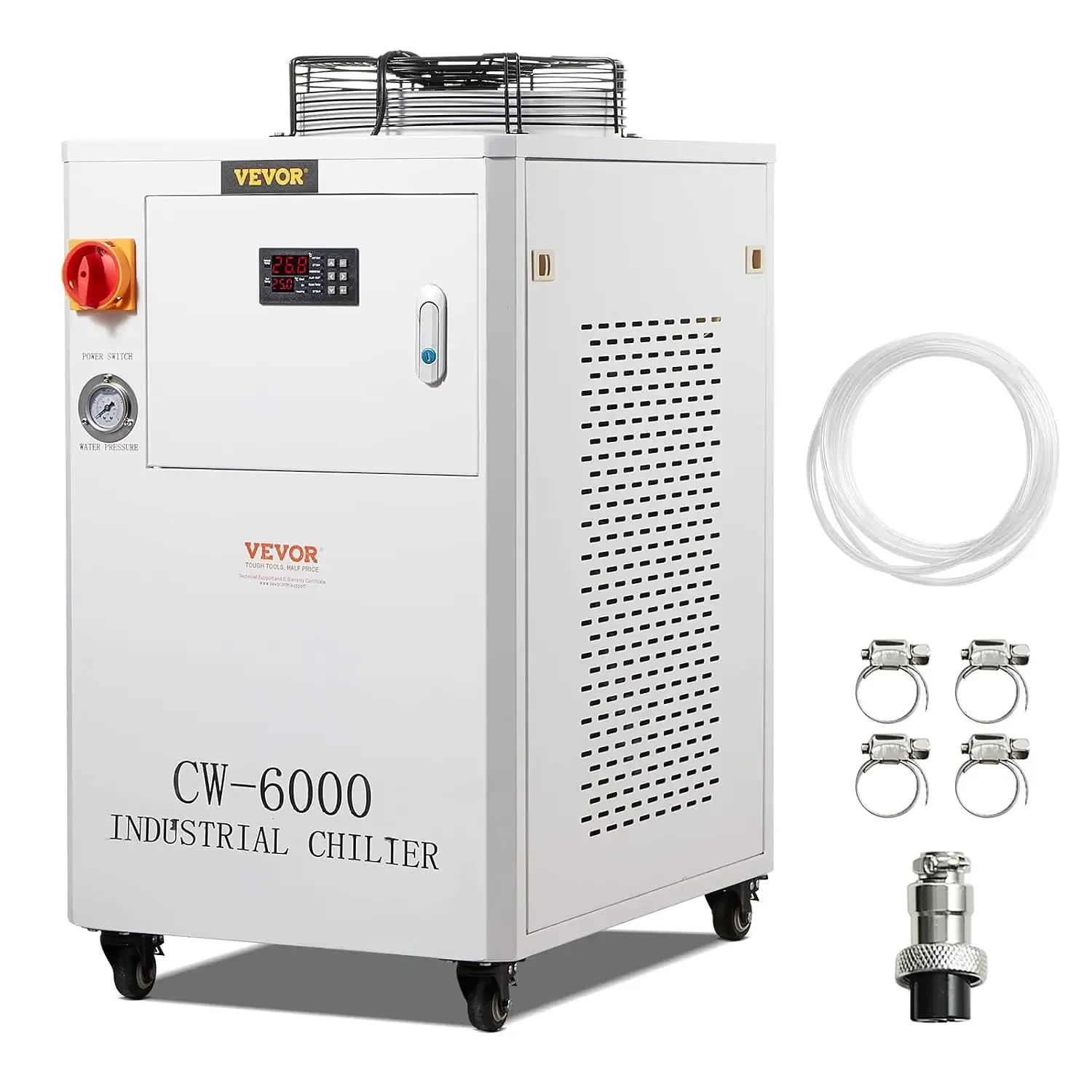 Industrial Water Chiller, CW6000, Industrial Water Cooler Cooling System With Compressor, 15L Water Tank Capacity, 65 L/min