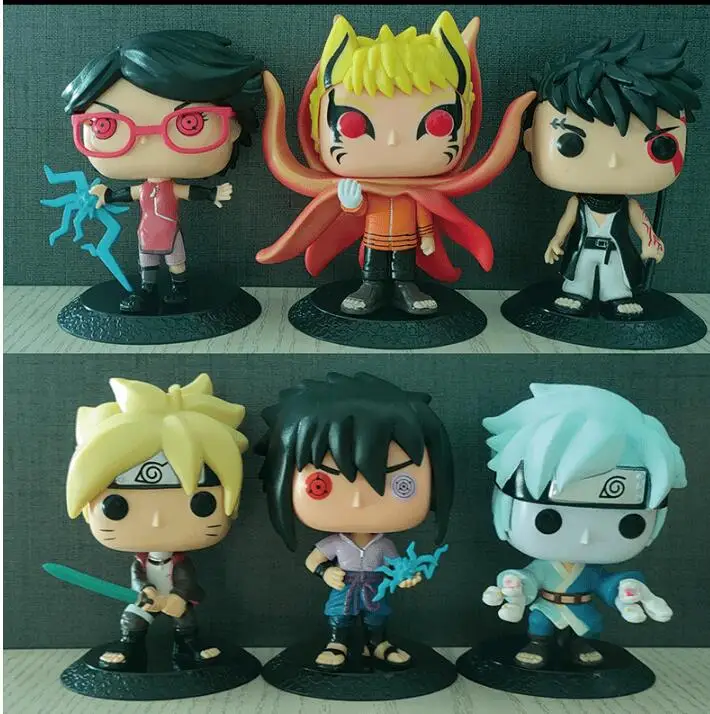 Set de 6 Figuras de Acción de 11 cm de Naruto Uchiha Sasuke Sarada, Anime Japonés
