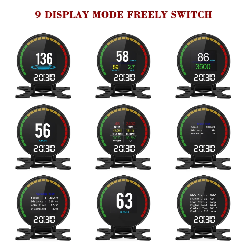 OBDⅡ head-up display P15 Smart Digital Meter OBD2 Speedometer Voltage Boost Turbine Pressure Oil Water Temp Gauge Y03 GPS HUD