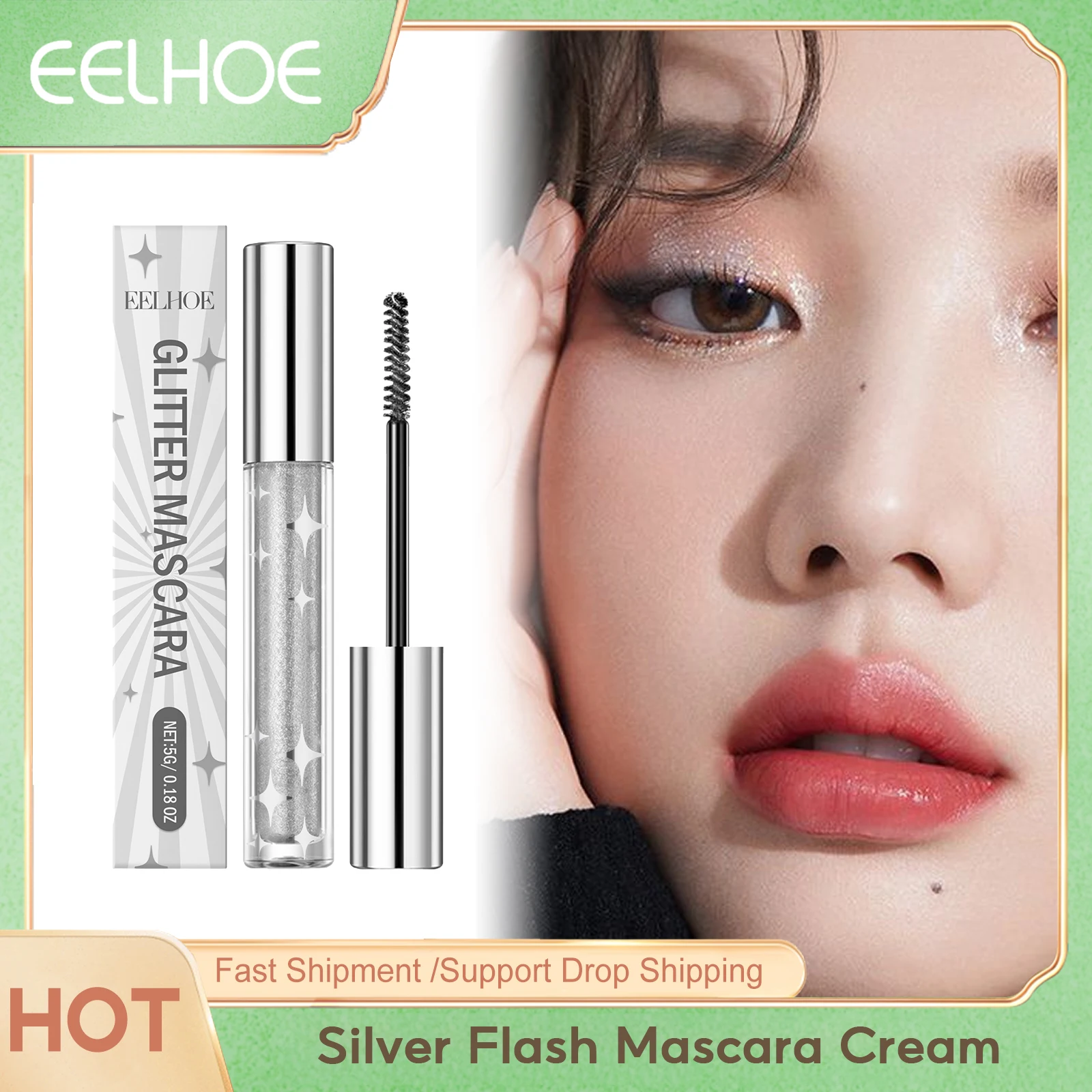 Eelhoe الفضة فلاش ماسكارا كريم أكثر سمكا إطالة تشكيل دائم الضفيرة غير لطخة تجميل ضد الماء أداة رمش الكريمات #3