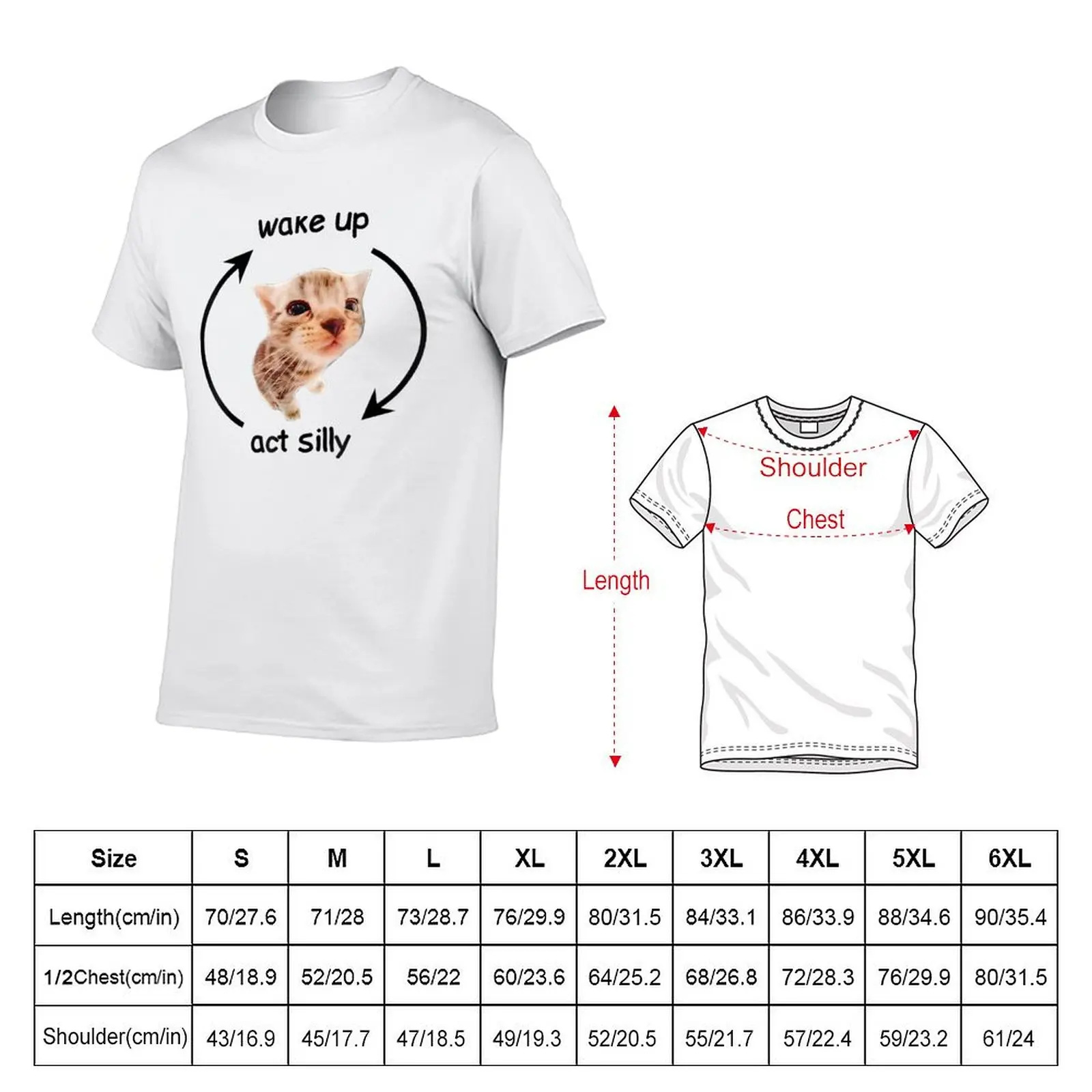 Wake Up Act Silly Cat T-shirt oversized Short sleeve tee quick drying men clothing