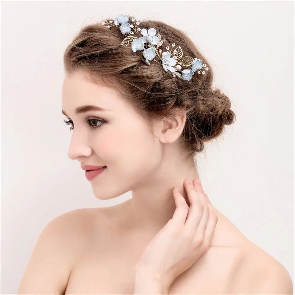 Luxury Wedding Crystal Crown Flower Hair Pin Bridal Clips Hair Combs Leaves Tiara
