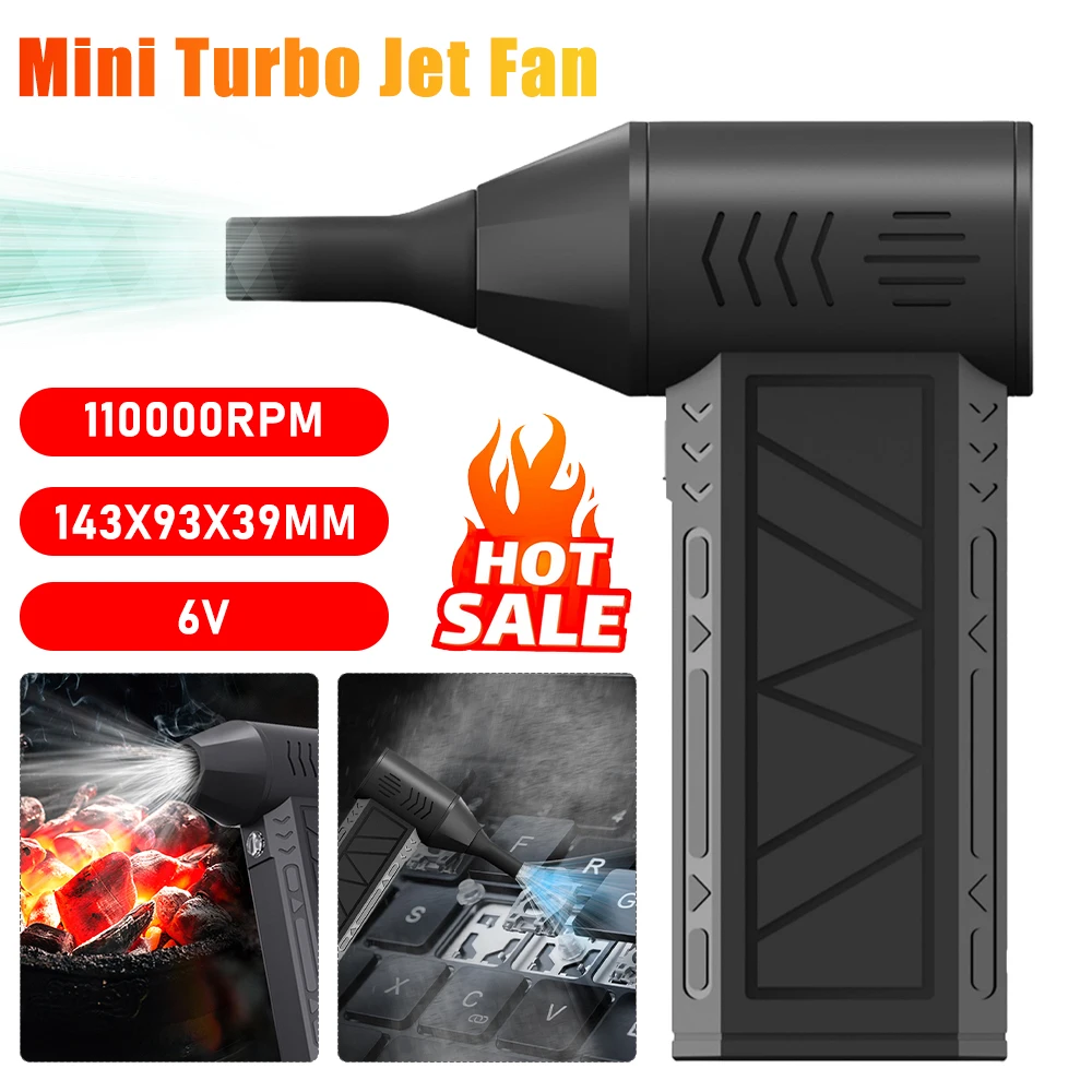 110000RPM Mini Turbo Jet Fan Electric Air Duster Rechargeable Air Blower With Light Adjustable Wind Speed Turbo Violent Blower ﻿