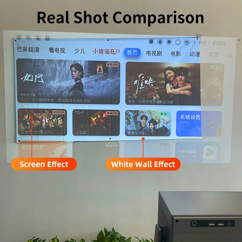16:9 Portable Projector Screen 4K HD Wall Hanging Projection Curtain Better Image Than White Wall for Home Theater Bedroom