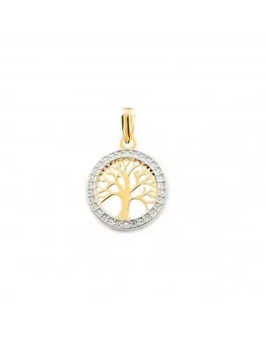 Pendant gold two-color round openwork Tree of Life (9kts)