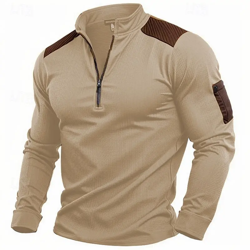

Simple Men's Clothing Fashion Half Zip Long Sleeve Sweatshirts Casual Stand Collar Street Tops Autumn Winter Oversized Pullover