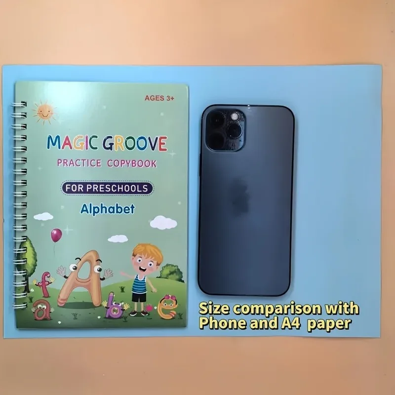 4pcs/set Reusable Children 3D Copybook for Calligraphy Numbers Handwriting Learning Math Book Writing for Kids Toys